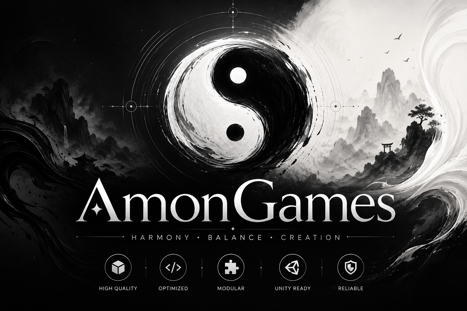 AmonGames black and white yin-yang logo